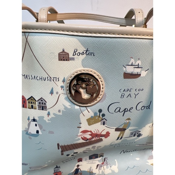 Spartina 449 Map Print Tote Cape Cod Long Island Coastal Nautical Purse - Picture 3 of 16